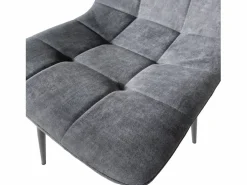 Kayelles Sillas Y Lotes De Sillas|Lote de 4 sillas de comedor de diseño, asiento de tela acolchada, patas metálicas negras DILA