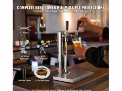Accesorios Para Vino Y Bar|Kit de Columna de Cerveza SucceBuy, Kit de Columna de Cerveza con Doble Grifo, Distribuidor de Cerveza y Bebidas de Acero Inoxidable, para Bar Restaurante