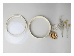 Kit de creación de marco redondo de madera con flores secas^ New