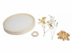 Kit de creación de marco redondo de madera con flores secas^ New