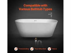 Kit de Desagüe para Bañera Independiente SucceBuy, Desagüe Sin Tratar con Adaptador de PVC Negro Best