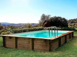 Habitat et jardin Piscina De Madera|Kit de piscina de madera "Tampa" - 7,20 x 4,20 x 1,44 + Bomba de calor - Potencia 6,1 kW