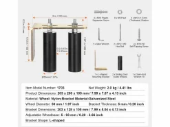 Kit de Portón Deslizante, SucceBuy Kit de Portón Deslizante, Herraje Rodante de 15,24 cm con Soporte en L, Ajustable Negro Sale