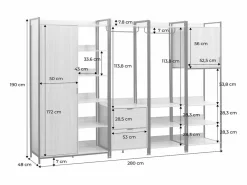 Sweeek Armario Abierto, Vestidor|Kit de vestidor modular con 4 elementos