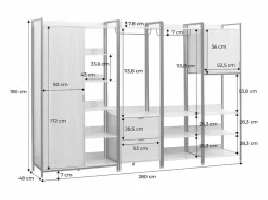 Sweeek Armario Abierto, Vestidor|Kit de vestidor modular con 4 elementos