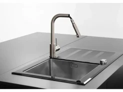 Essebagno Kiwo Mezclador para fregadero con ducha extraíble, estilo acero inoxidable Bronce New