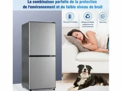 DripeX Electrodomésticos De Frío|106L Silver+Negro Negra, con partición de vidrio y pies ajustables, 7 temperatura, -25 ~ 10 ℃, clase de eficiencia energética