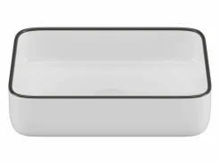 Lavabo blanco de baño con ribete negro rectangular - 50 x 39 cm - JUNIKO II^Shower & Design Sale