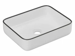 Lavabo blanco de baño con ribete negro rectangular - 50 x 39 cm - JUNIKO II^Shower & Design Sale