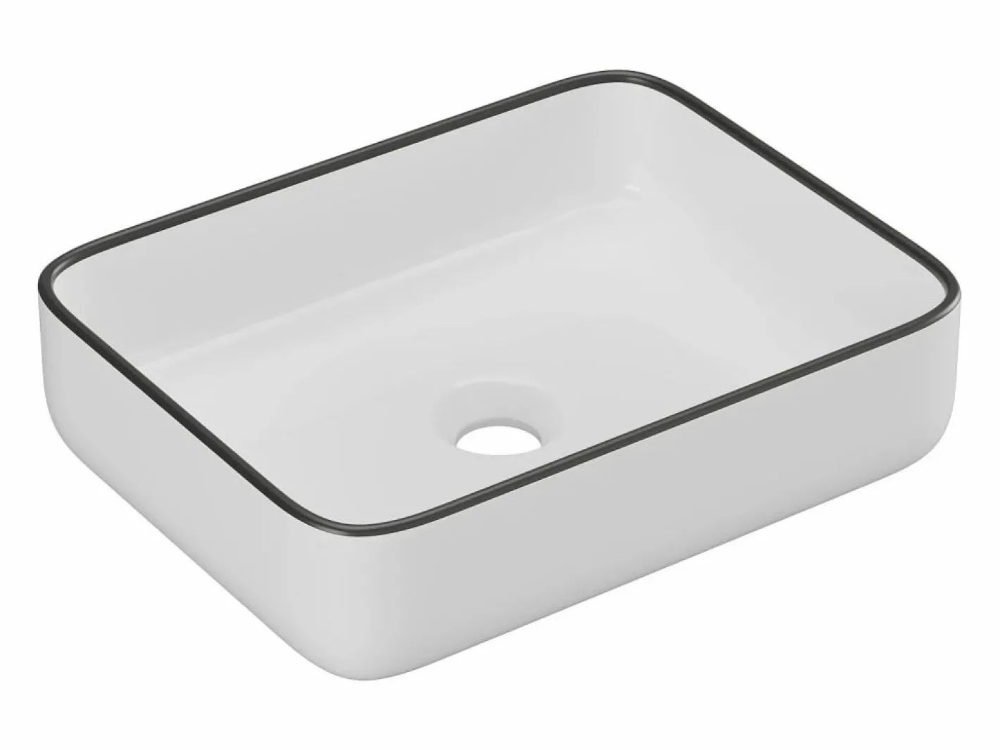 Lavabo blanco de baño con ribete negro rectangular - 50 x 39 cm - JUNIKO II^Shower & Design Sale