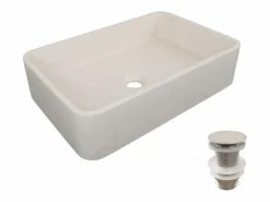 Lavabo de apoyo rectangular 50x32,5 cm + válvula SANDY^