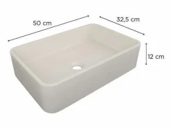 Lavabo de apoyo rectangular 50x32,5 cm + válvula SANDY^