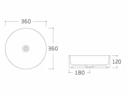 Shower & Design Lavabo|Lavabo de baño redondo, blanco brillante con borde dorado, 36 cm, LENISO
