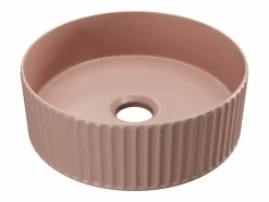 Shower & Design Lavabo de cerámica mate estriado, L36 x Alt. 12 x P36 cm, PEDARA Rosa Sale