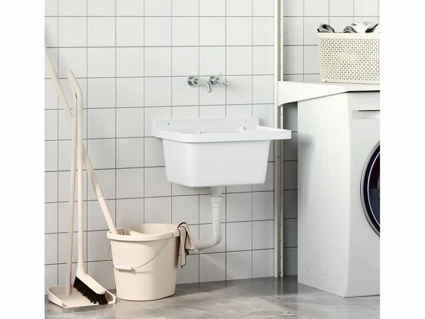Lavabo de pared 50x35x24 cm resina Blanco New