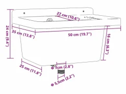 Lavabo de pared 50x35x24 cm resina Blanco New