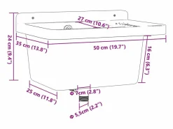 Fregadero|Lavabo de pared, , 50x35x24 cm, resina
