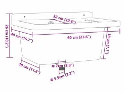 Fregadero|Lavabo de pared, , 60x40x28 cm, resina