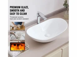 Lavabo|Lavabo del Baño SucceBuy Fregadero de Cerámica Ovalado de 60 cm x 36 cm: , Moderno, Duradero y Elegante
