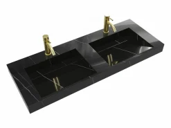 Shower & Design Lavabo|Lavabo doble flotante de solid surface con efecto mármol, , 120 cm de ancho, TAKOTNA
