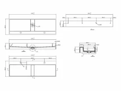 Shower & Design Lavabo doble suspendido de solid surface - Encimera lavabo blanca - 120 cm - YAMDROK Blanco Hot