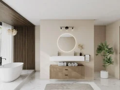 Shower & Design Lavabo doble suspendido de solid surface - Encimera lavabo blanca - 120 cm - YAMDROK Blanco Hot