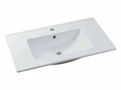 Shower & Design Lavabo|Lavabo empotrado de cerámica blanca - L81 cm - MOTIAC