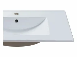 Shower & Design Lavabo|Lavabo empotrado de cerámica blanca - L81 cm - MOTIAC
