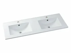 Shower & Design Lavabo|Lavabo empotrado de cerámica blanca - L122 cm - MOTIAC