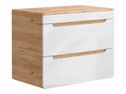 Vente-unique Mueble De Lavabo|Lavabo flotante con tablero - 80 cm - Natural claro y blanco ARUBA