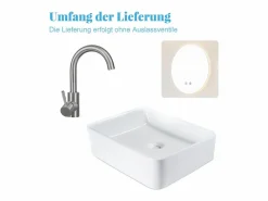 NETTLIFE Lavabo|Lavabo lavabo de baño sobre encimera de cerámica - lavabo de baño cuadrado sobre encimera