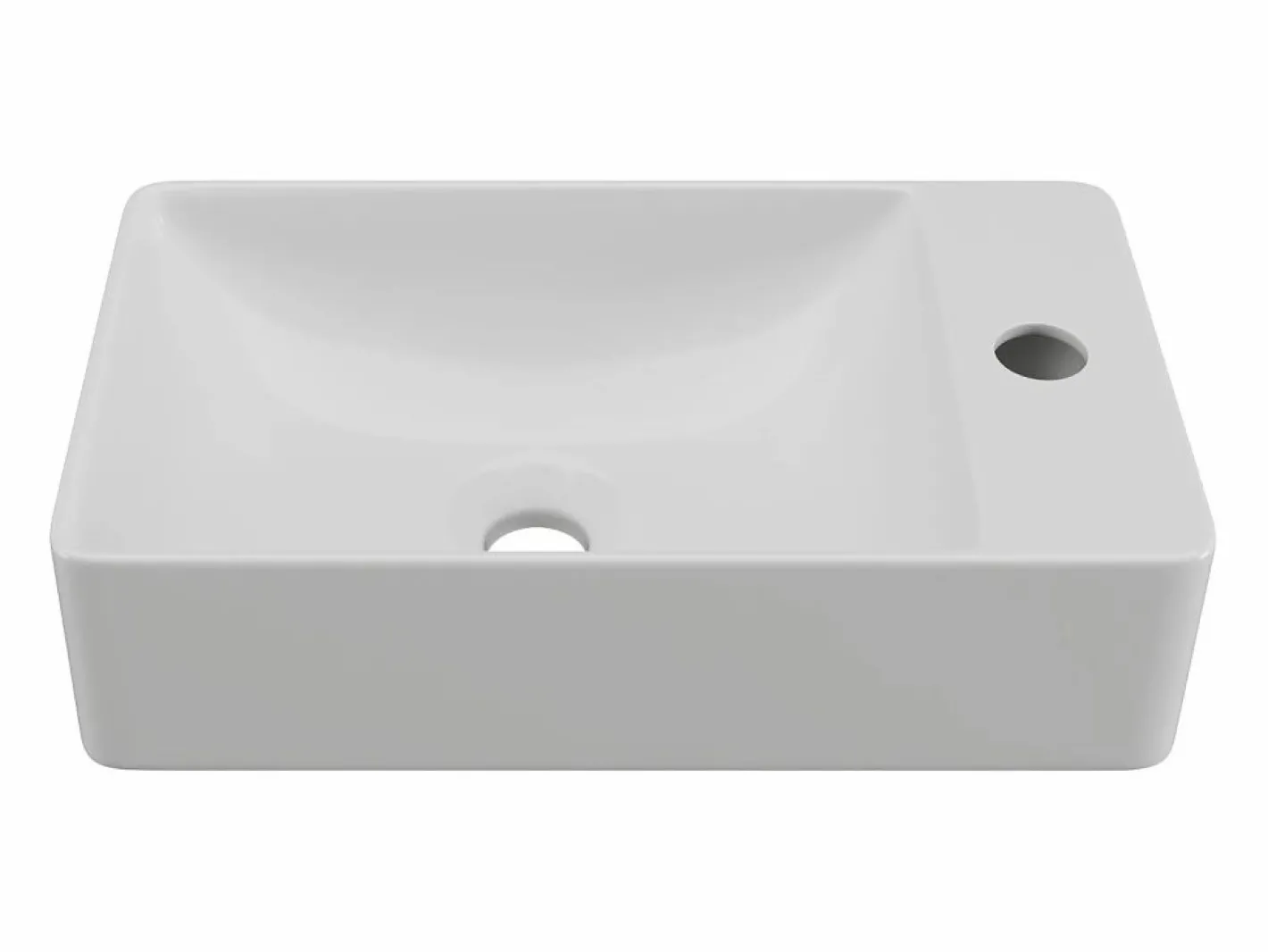 Lavabo rectangular flotante de cerámica blanca, Ancho 38 x Alt. 10 x Prof. 22 cm, ERAVAL^Shower & Design Online