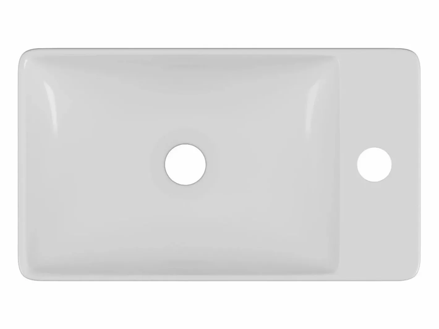 Lavabo rectangular flotante de cerámica blanca, Ancho 38 x Alt. 10 x Prof. 22 cm, ERAVAL^Shower & Design Online