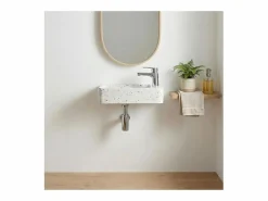 Lavabo rectangular suspendido de terrazo IZIA Beige Best