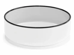 Lavabo redondo de cerámica sobre encimera - Blanco con ribete negro - 36 cm - LENISO II^Shower & Design Sale