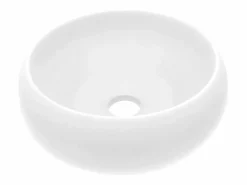 Lavabo redondo de lujo mate 40x15 cm Cerámica Blanco Outlet