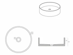Lavabo redondo de terrazo blanco, D39 x Alt. 12 cm, DUKAT^Shower & Design Online