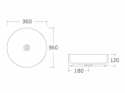 Shower & Design Lavabo redondo para baño, brillante, 36 cm, LENISO Blanco Discount