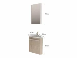 Lavabo rinconero SKINO + lavabo + armario con espejo Blanco Hot