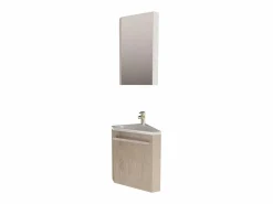 Lavabo rinconero SKINO + lavabo + armario con espejo Blanco Hot