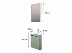 Lavabo rinconero SKINO + lavabo + armario con espejo^ Outlet