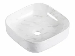 Lavabo|Lavabo sobre encimera cuadrado DIANE de 37 cm en cerámica efecto mármol