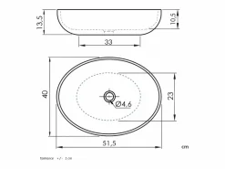 SANYCCES Lavabo sobre encimera ovalado de cerámica PARMA 51.5 x 40 cm Blanco Outlet