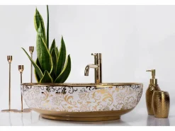 Rea Lavabo Sobre Encimera Margot White Gold Blanco Sale