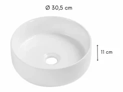 Lavabo sobre encimera redondo de cerámica blanca MII de 30 cm Blanco Sale