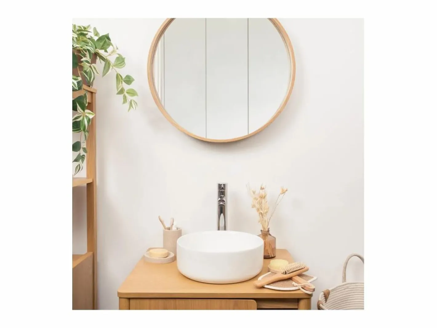 Lavabo sobre encimera redondo de cerámica blanca MII de 30 cm Blanco Sale