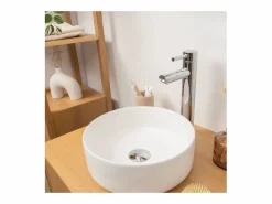 Lavabo sobre encimera redondo de cerámica blanca MII de 30 cm Blanco Sale