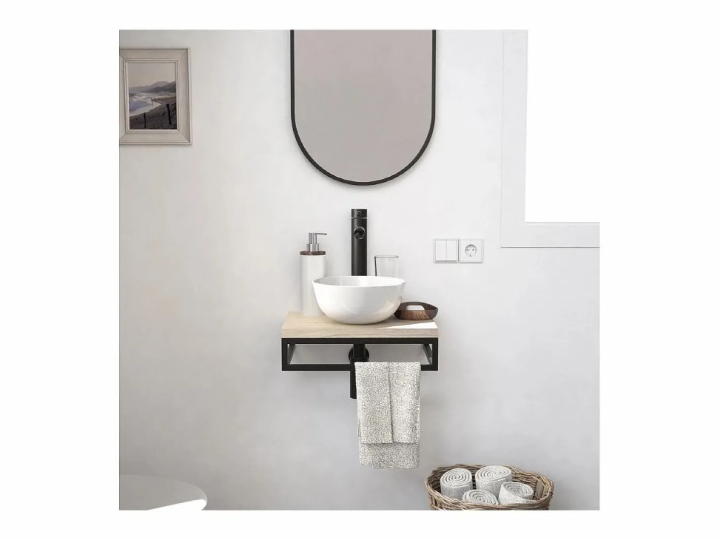 Mueble De Aseo|Lavabo SOHO slim + lavabo + grifo + espejo