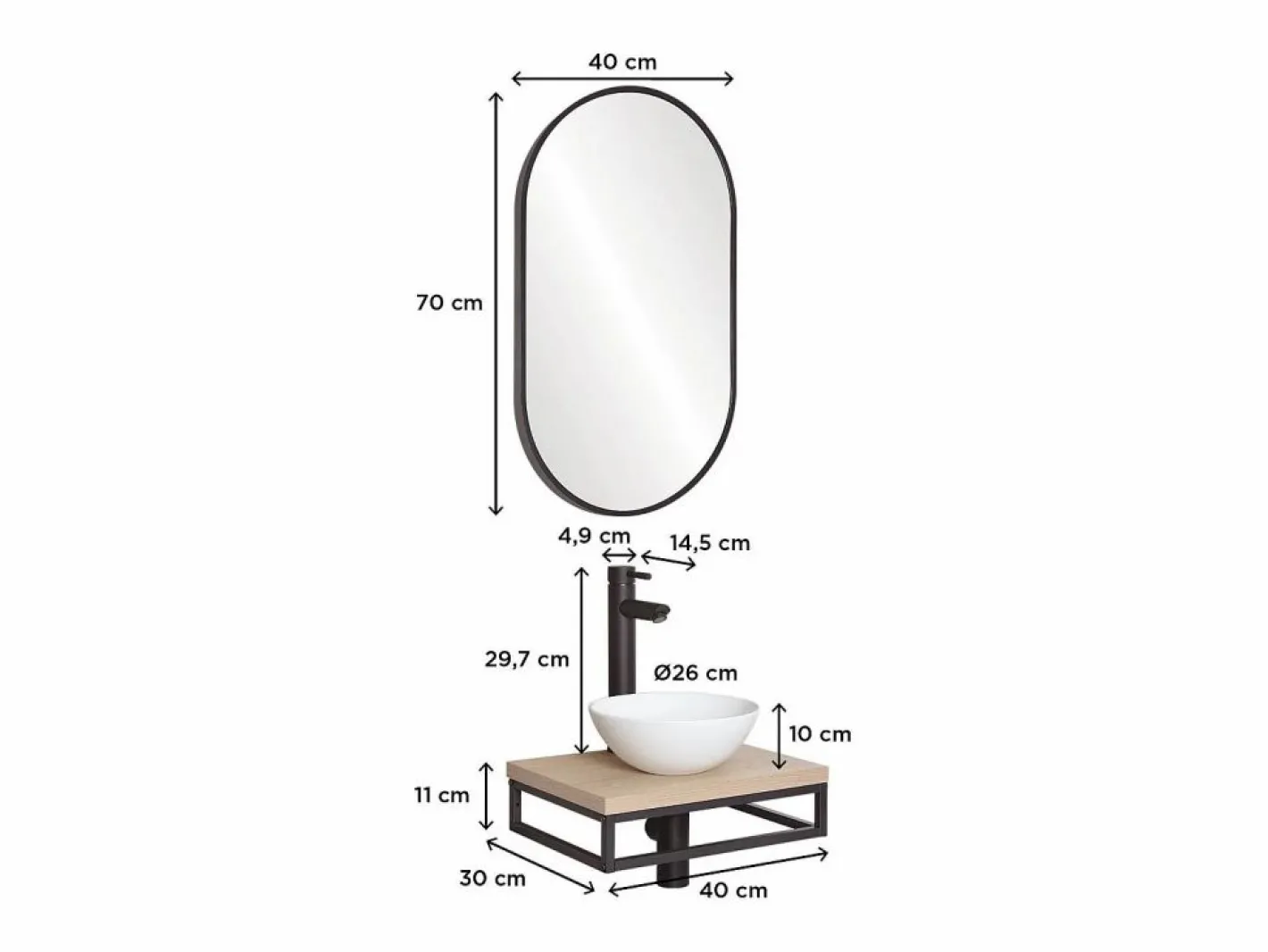 Mueble De Aseo|Lavabo SOHO slim + lavabo + grifo + espejo