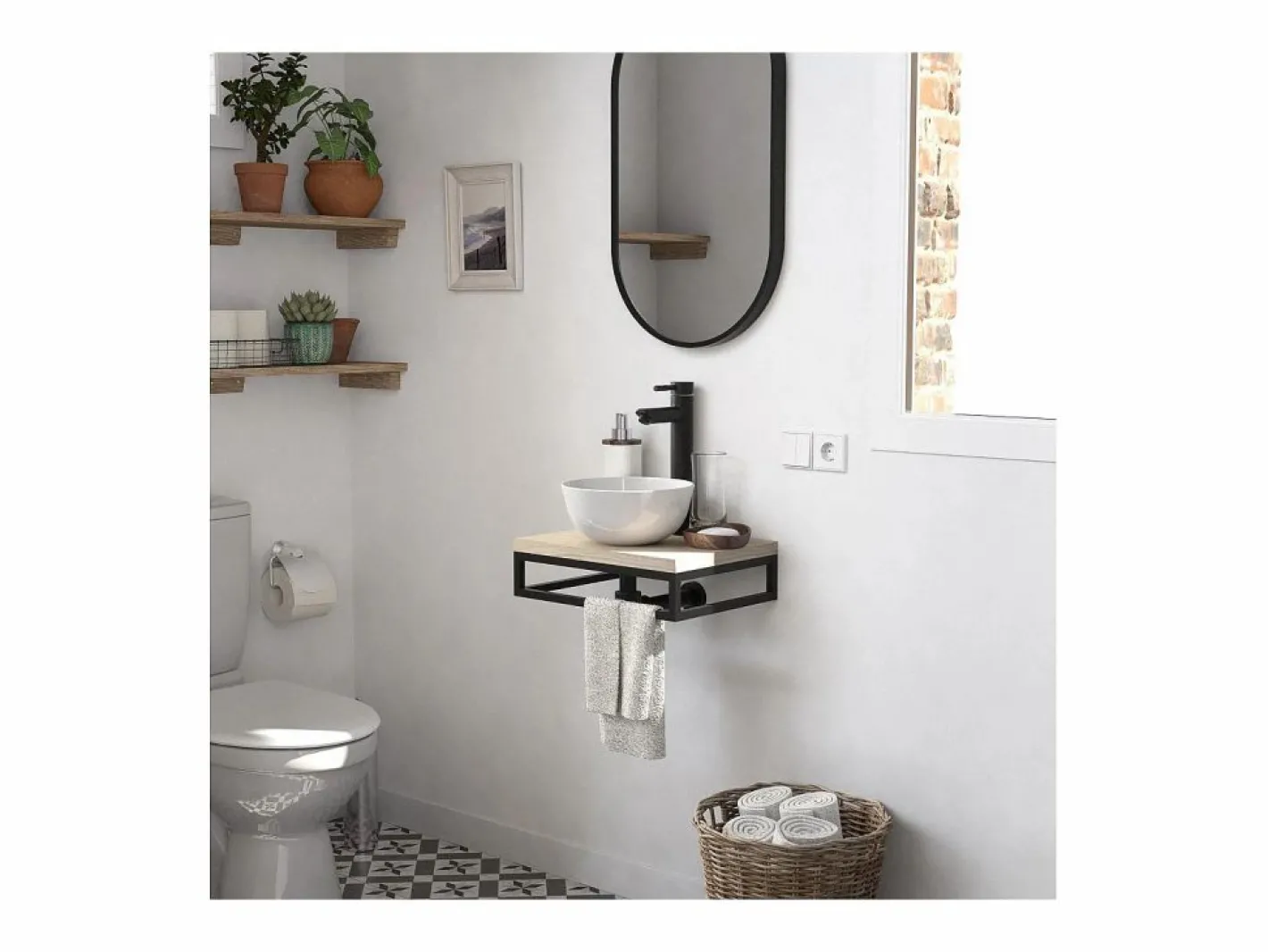 Mueble De Aseo|Lavabo SOHO slim + lavabo + grifo + espejo